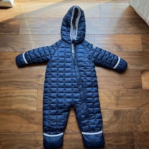 Snozu one piece quilted snowsuit - blue/grey - 18m
